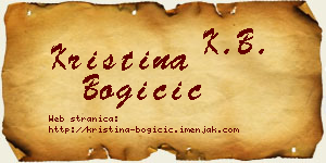 Kristina Bogičić vizit kartica